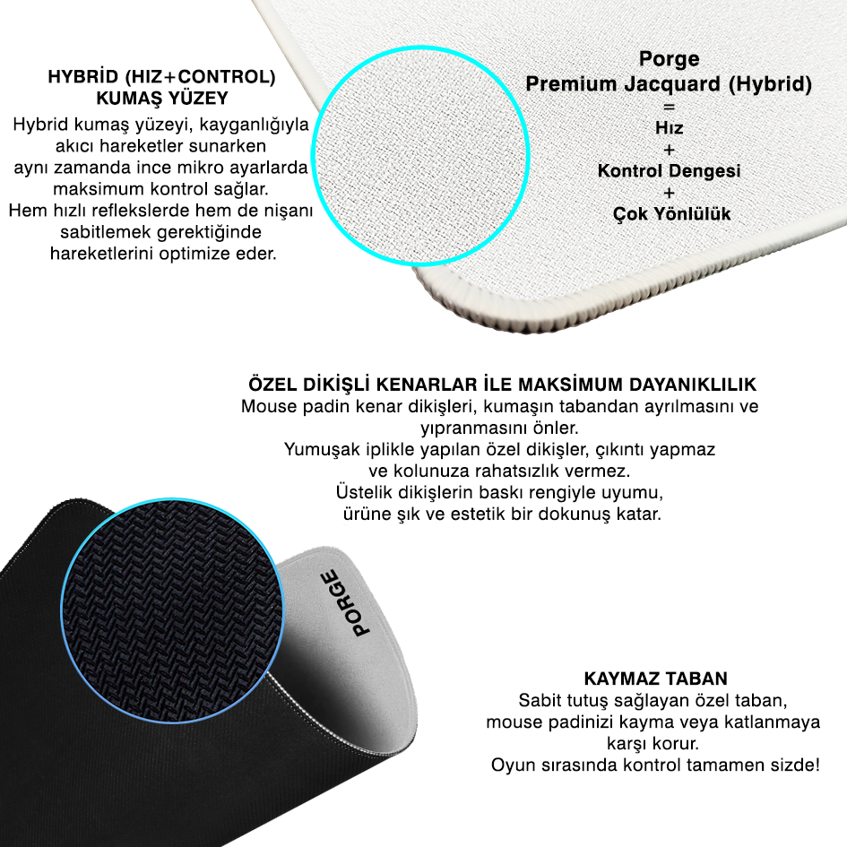 Porge Esport 500x500x4 mm Kişiselleştirilebilir Gaming Mouse Pad