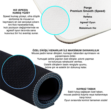 Porge Premium 90x40 cm Kişiselleştirilebilir Gaming Mouse Pad